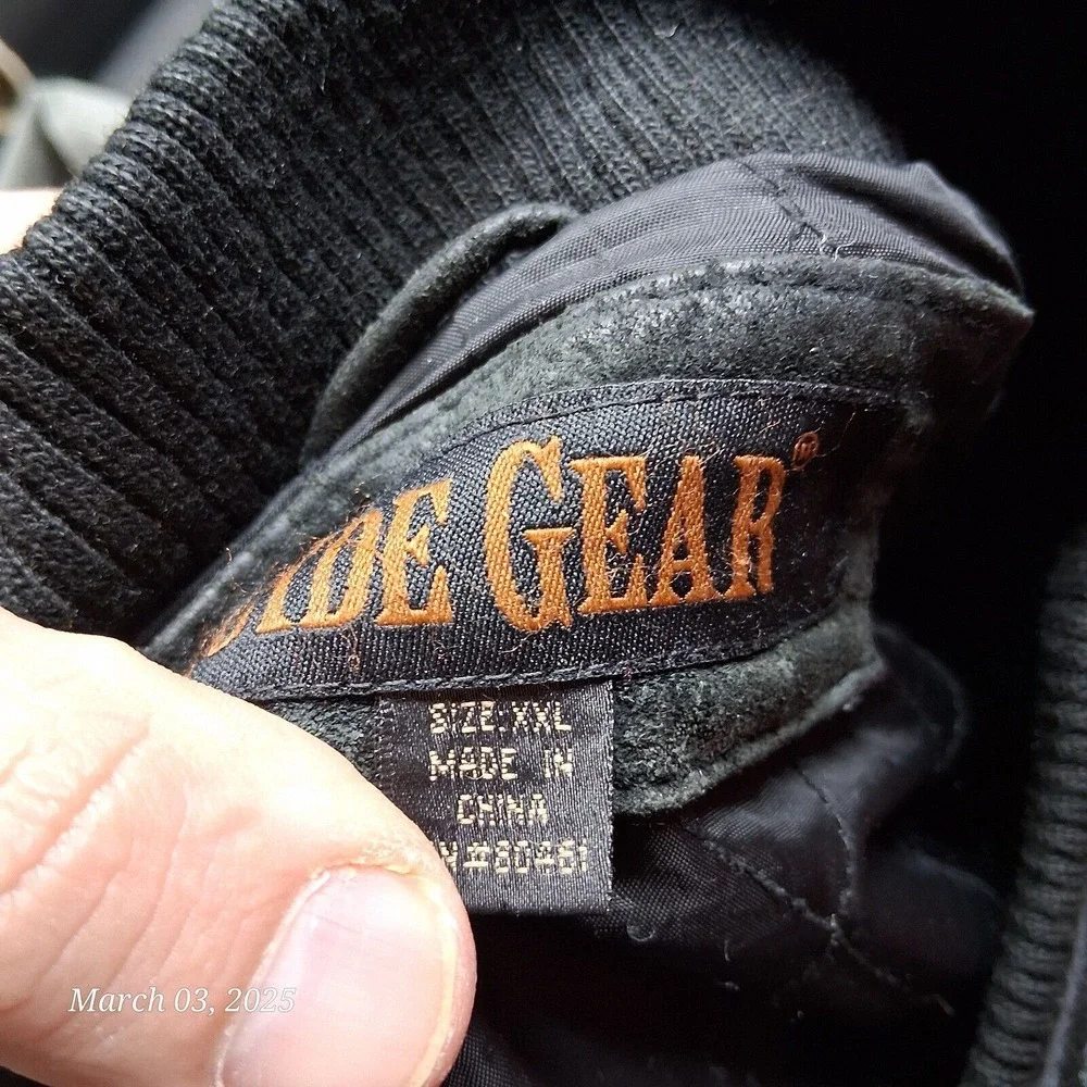 ** VTG Guide Gear Leather Stadium Jacket Wold Embroidered Size XXL Black Gray - Picture 8 of 12